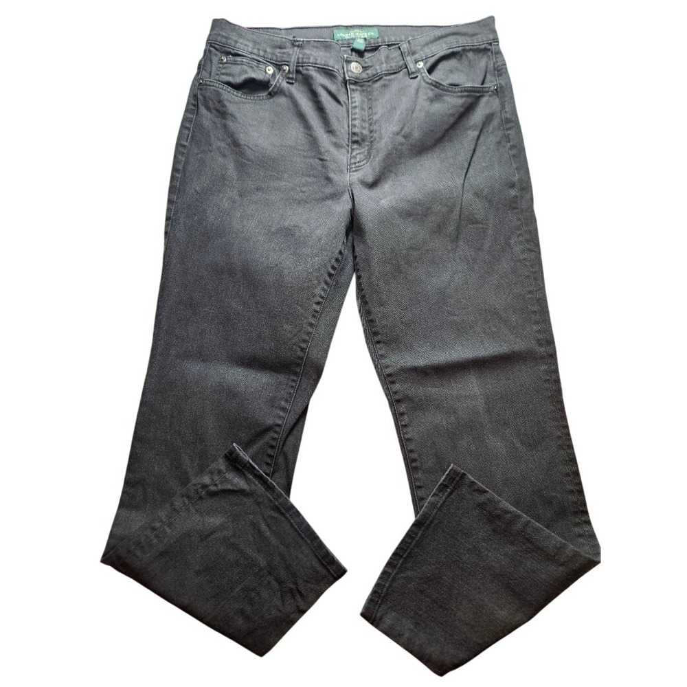 Lauren Ralph Lauren Black Straight Leg Jeans Womens 12 Stretch Denim LRL Pant